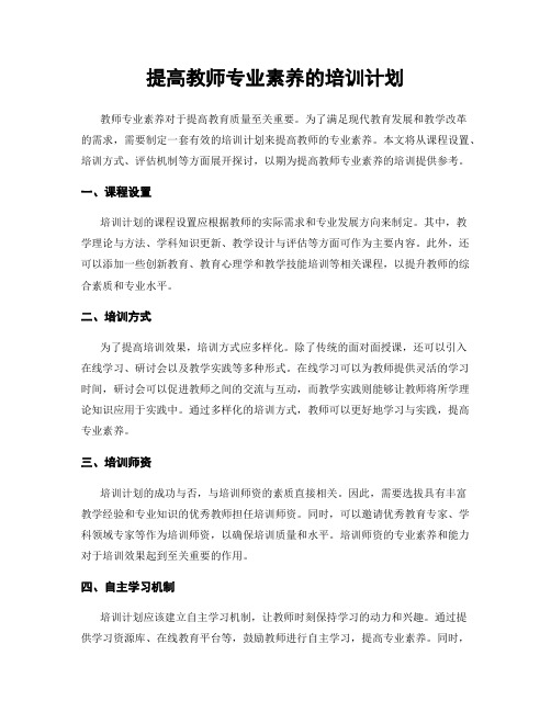 提高教师专业素养的培训计划