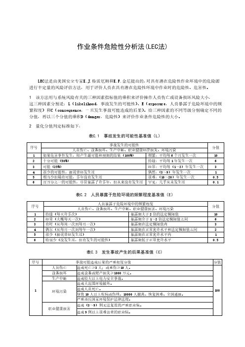 作业条件危险性分析法(LEC法)