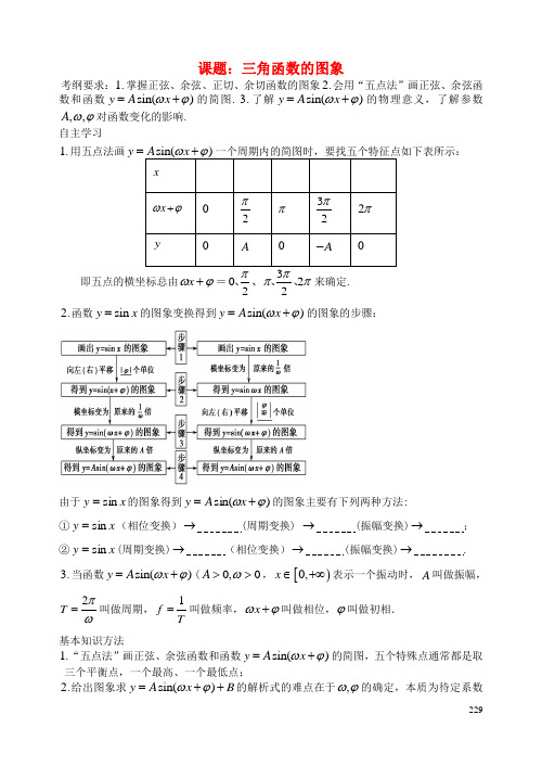 陕西省西安市昆仑中学高考数学一轮复习讲义 第33课时 三角函数的图像 理