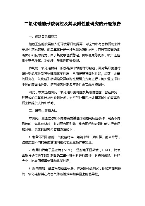 二氧化硅的形貌调控及其吸附性能研究的开题报告