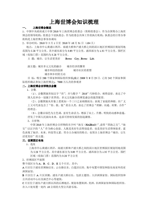 关于上海世博会知识整理