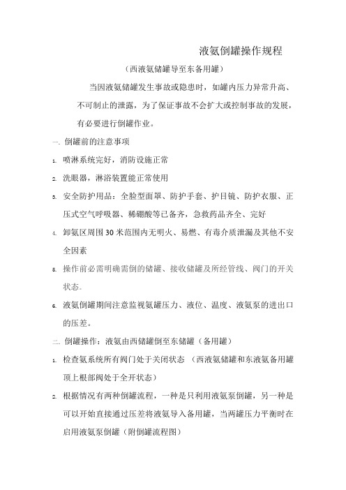 液氨倒罐操作规程