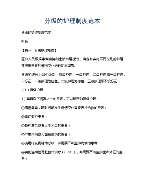分级的护理制度范本