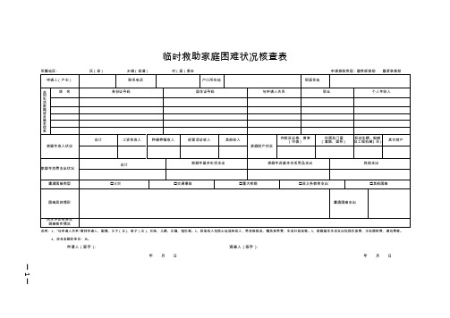 临时救助家庭困难状况核查表