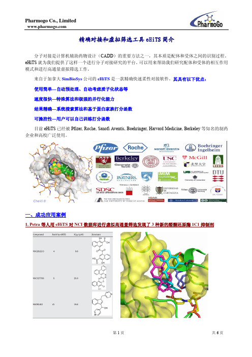 精确对接和虚拟筛选工具eHiTS简介_update