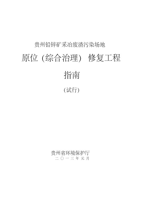 贵州铅锌矿采冶废渣污染场地原位综合治理修复工程指南