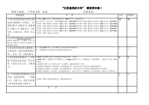 四好少年评分表 实报案例