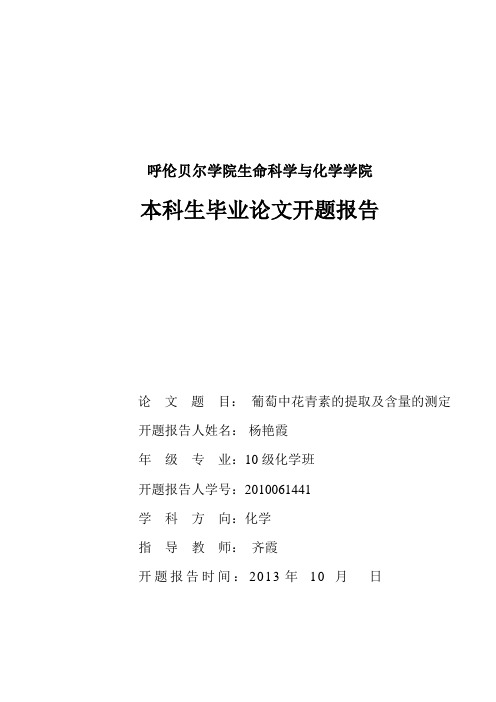 本科生论文开题报告模板