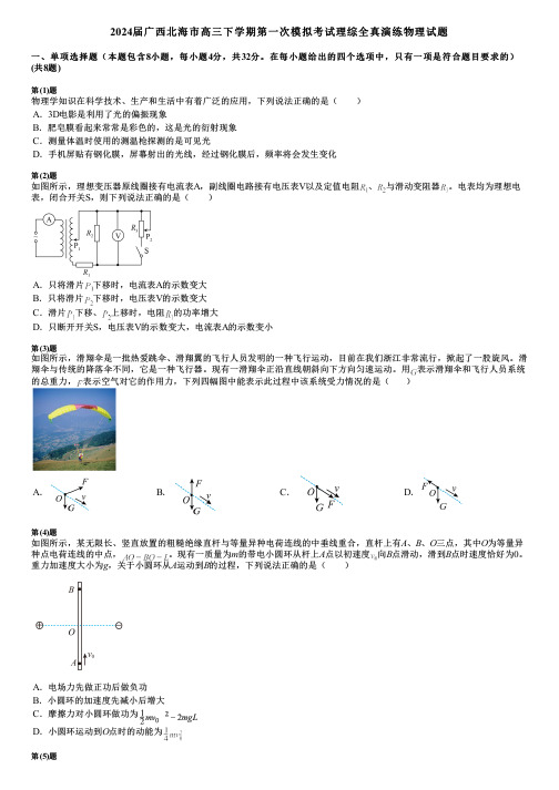 2024届广西北海市高三下学期第一次模拟考试理综全真演练物理试题