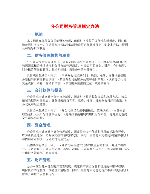 分公司财务管理规定办法