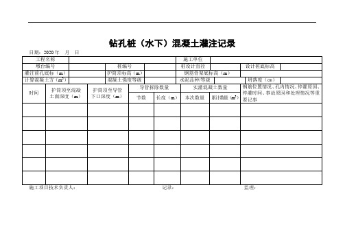 钻孔记录灌注记录表