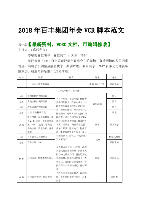 百丰集团年会vcr脚本范文