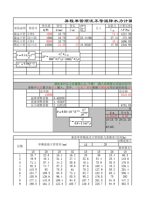 采暖计算表格