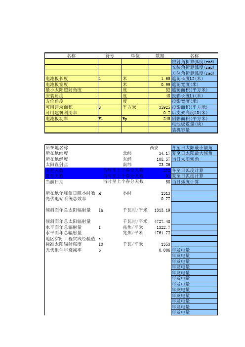 实用屋顶光伏发电量计算表 V0.1(自制)