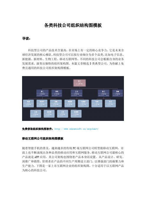各类科技公司组织结构图模板