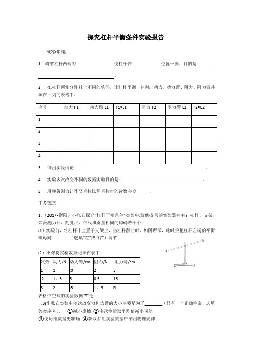 杠杆平衡条件实验报告【范本模板】