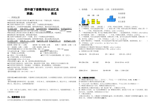 四年级下册数学知识点汇总