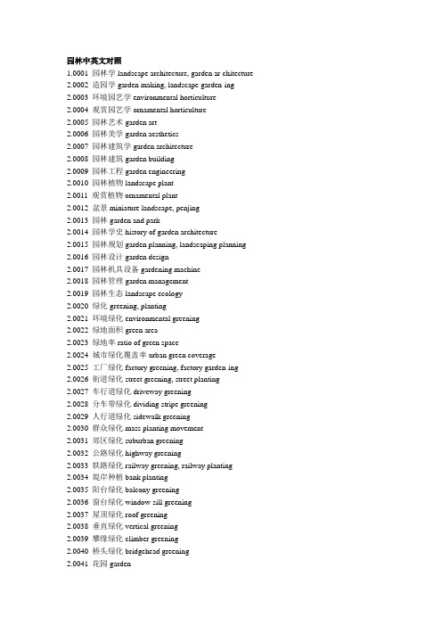 园林常用英语词汇对照
