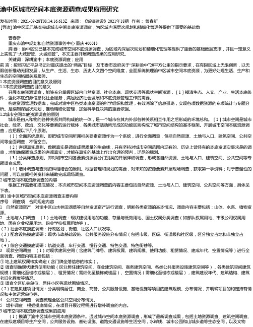 渝中区城市空间本底资源调查成果应用研究