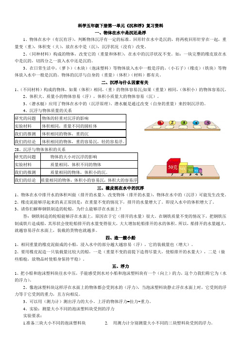 科学五年级下册第一单知识点