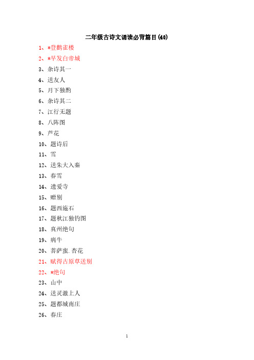 【VIP专享】二年级古诗文诵读篇目