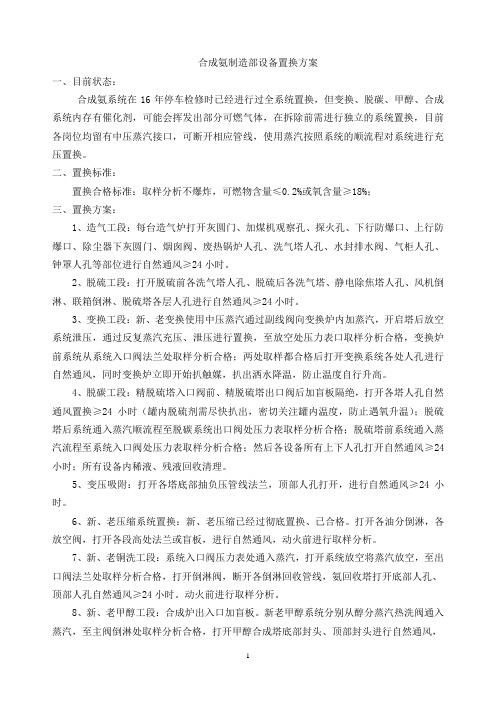 合成氨 设备拆除置换方案