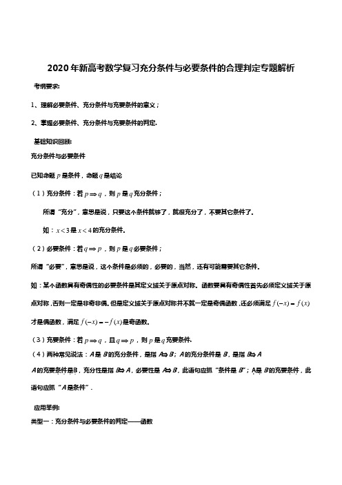 2020年新高考数学复习充分条件与必要条件的合理判定专题解析