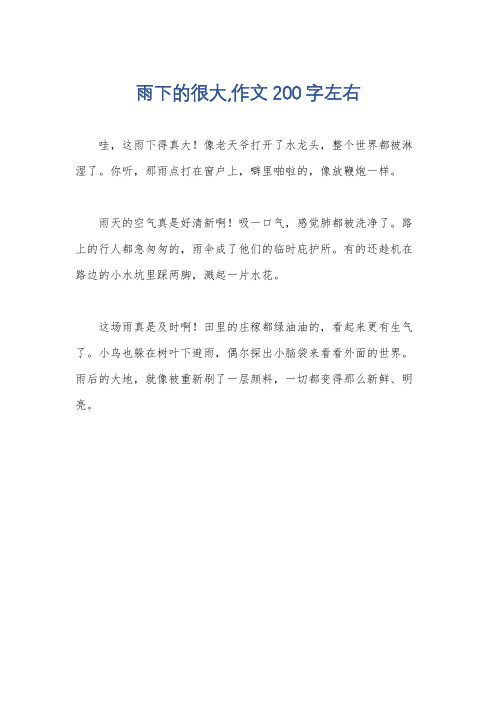 雨下的很大,作文200字左右