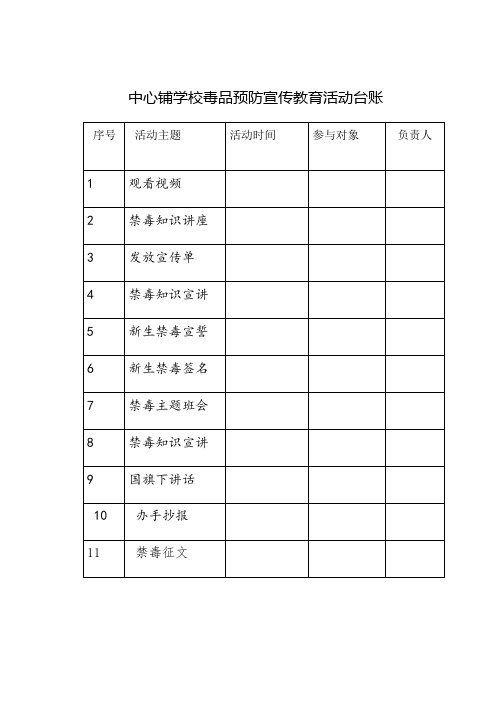 学校禁毒预防教育台账