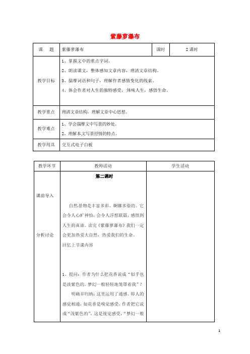 辽宁省恒仁满族自治县七年级语文下册 17 紫藤萝瀑布教