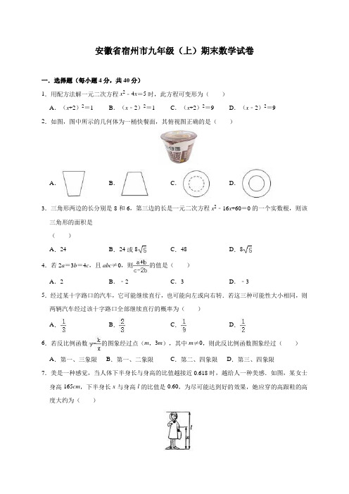 安徽省宿州市九年级(上)期末数学试卷(含解析)