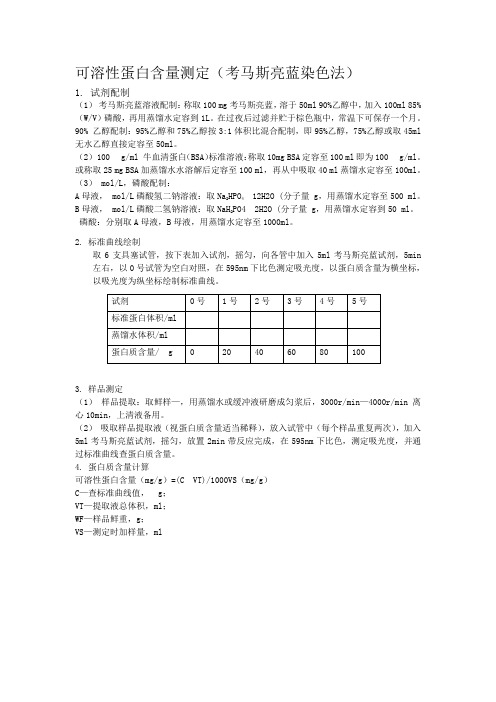 可溶性蛋白含量测定法