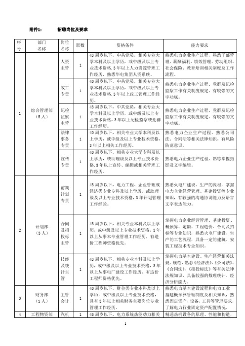 ：湖南华电平江发电有限公司招聘岗位及要求