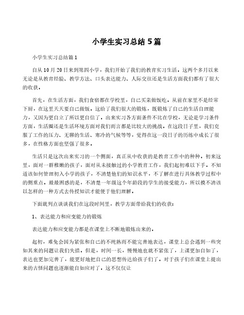 小学生实习总结5篇