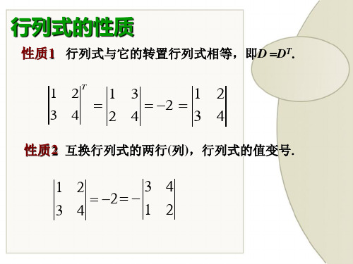 线性代数行列式的性质与计算课件