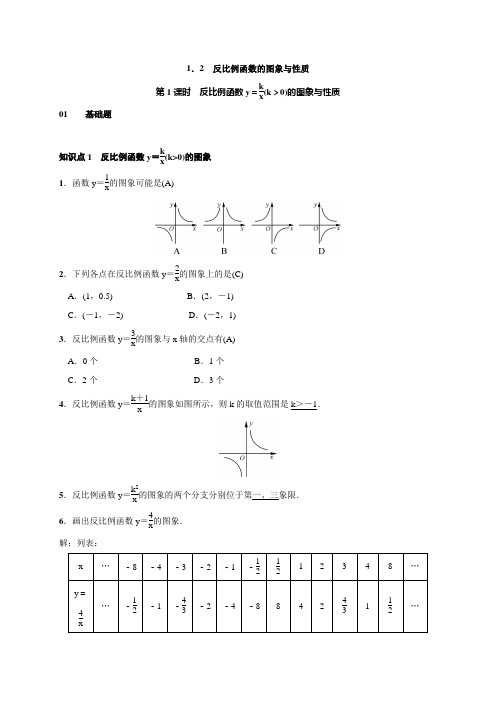 第1课时 反比例函数y=k∕x(k＞0)