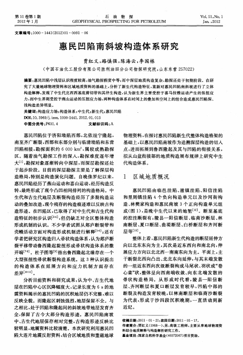 惠民凹陷南斜坡构造体系研究