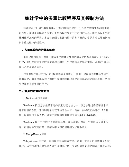 统计学中的多重比较程序及其控制方法