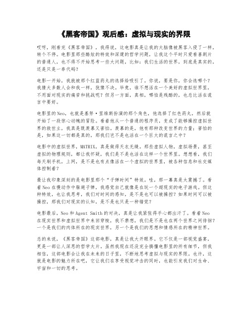 《黑客帝国》观后感：虚拟与现实的界限