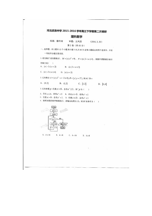 河北省武邑中学2016届高三数学下册第二次调研试题1