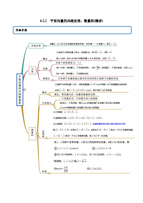 高中数学必修二   6   平面向量的共线定理、量积(精讲)(含答案)