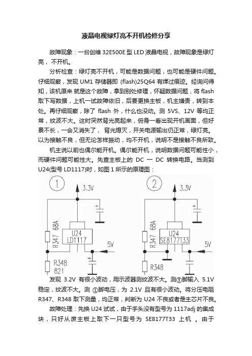 液晶电视绿灯亮不开机检修分享