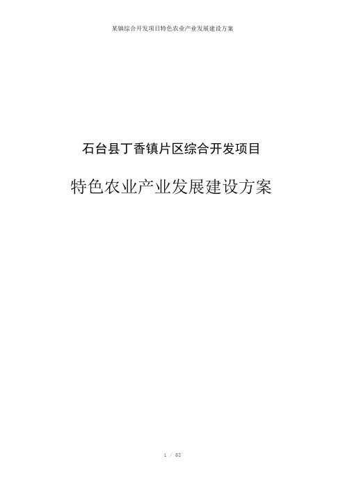 某镇综合开发项目特色农业产业发展建设方案