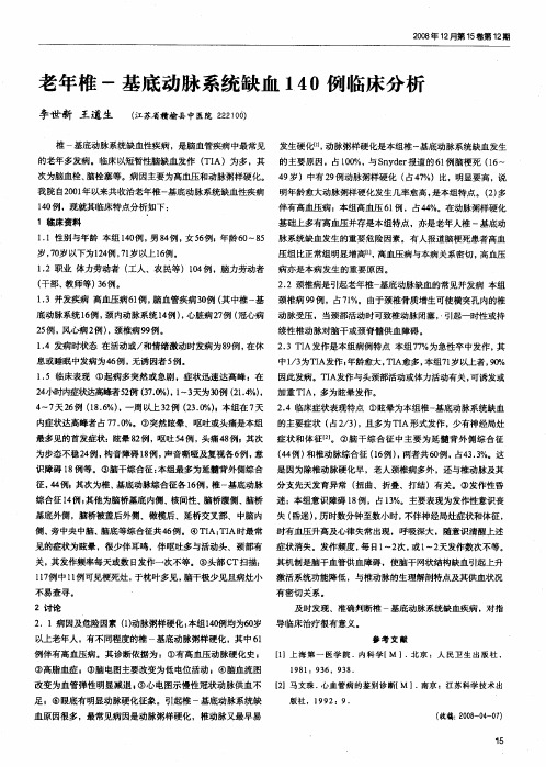 老年椎-基底动脉系统缺血140例临床分析