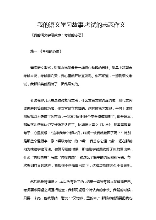 我的语文学习故事,考试的忐忑作文