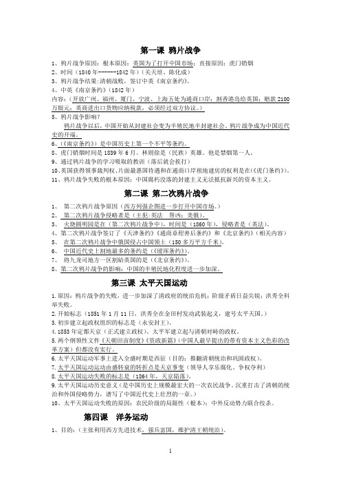 1_历史八年级上册知识点归纳整理(2019)