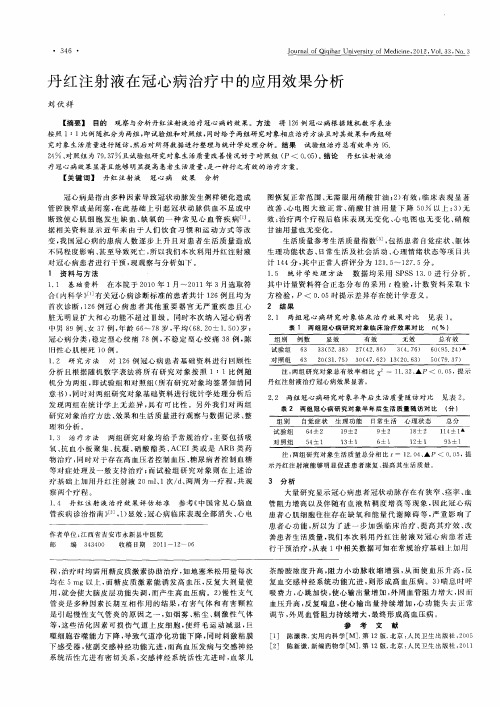 丹红注射液在冠心病治疗中的应用效果分析