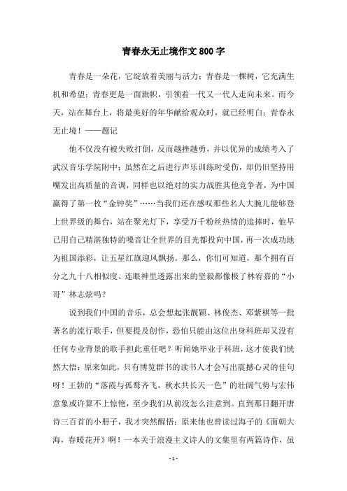 青春永无止境作文800字