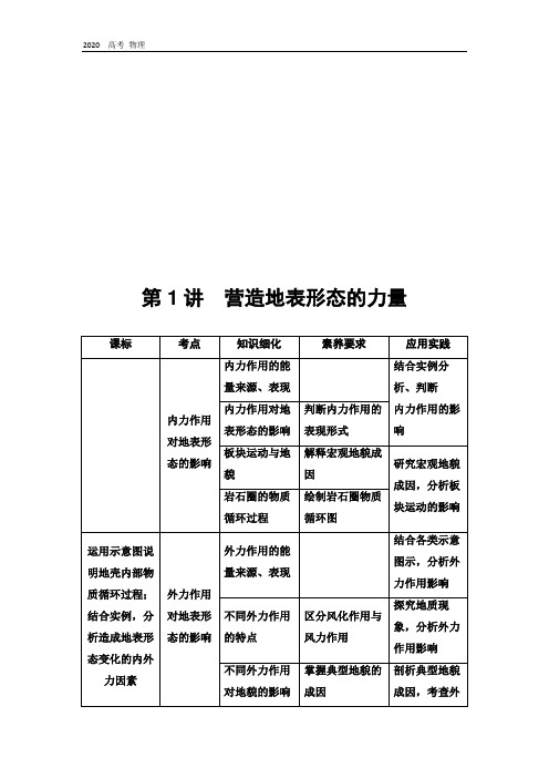 2020高考地理精准大新高考地区专用讲义：第4章 第1讲 营造地表形态的力量 