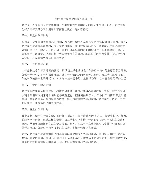 初二学生怎样安排每天学习计划